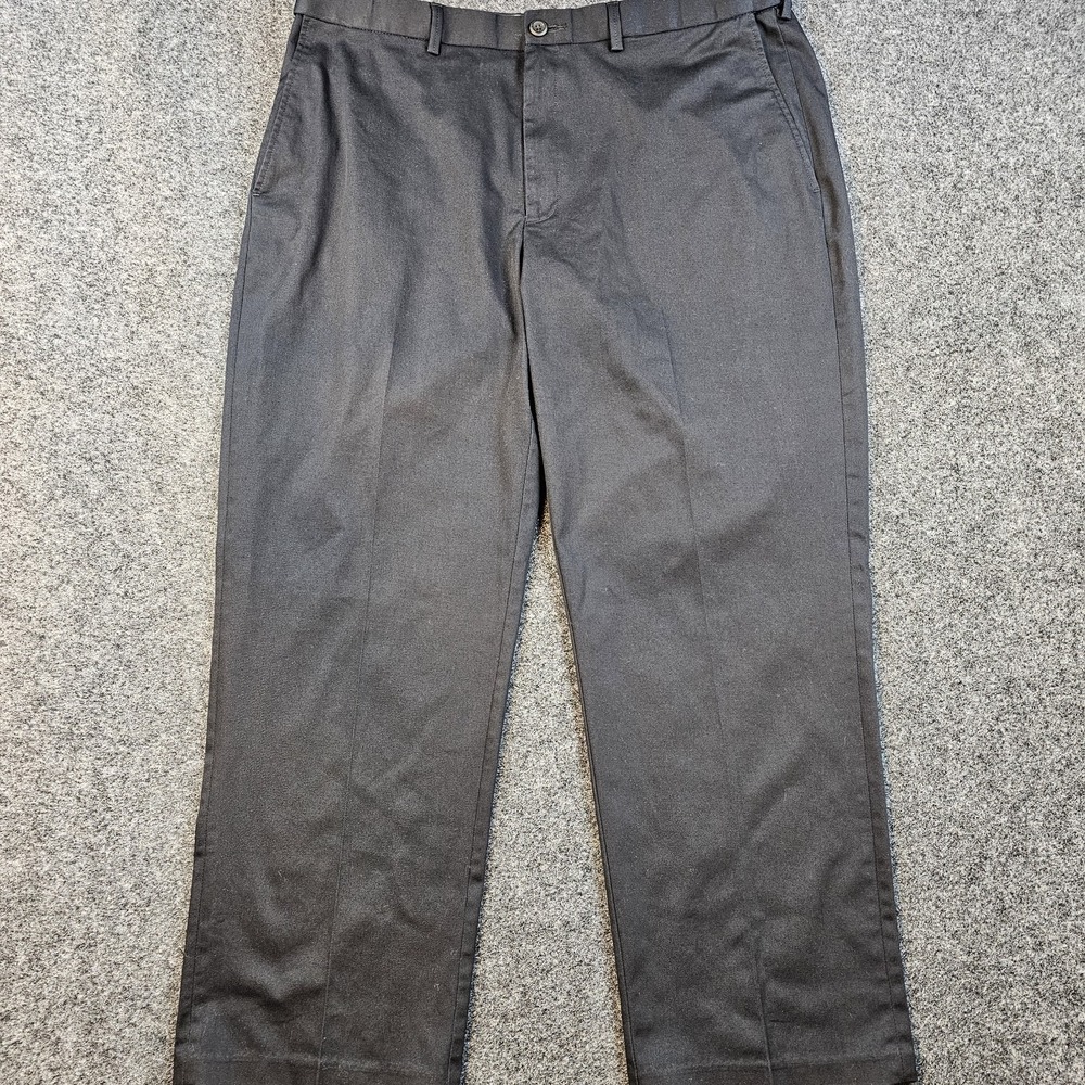 Haggar Performance Khaki Pants Mens 40x30 Black Stretch Wrinkle Resistant Classi